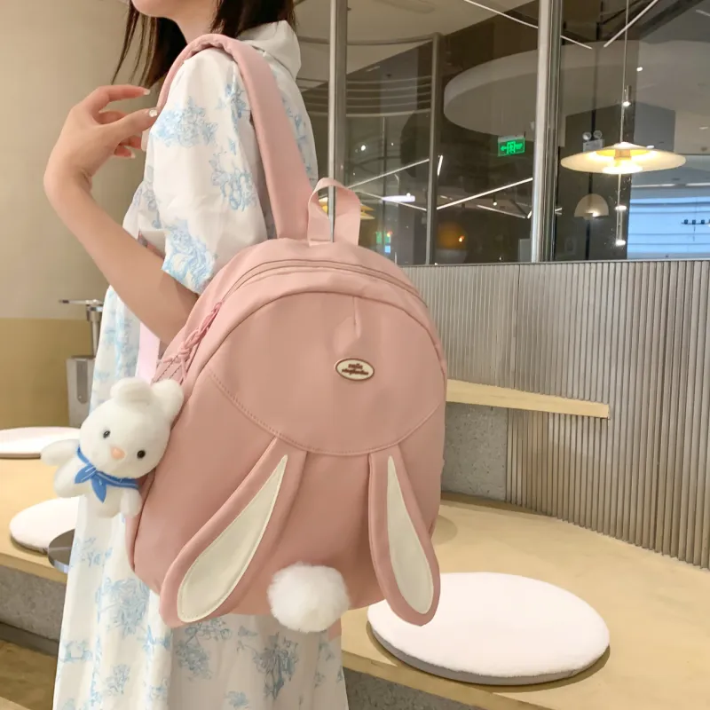 URBAN FOREST Nylon Backpack Unisex White/Black/Pink/Yellow/Blue-15