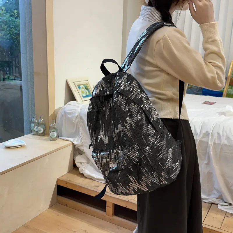 URBAN FOREST Denim Backpack Regular Unisex Black/Light Blue/Dark Blue-4