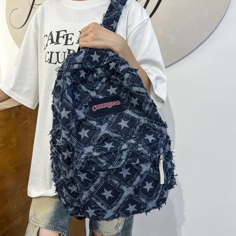 URBAN FOREST Denim Backpack Unisex Blue/Dark Blue/Light Blue-6