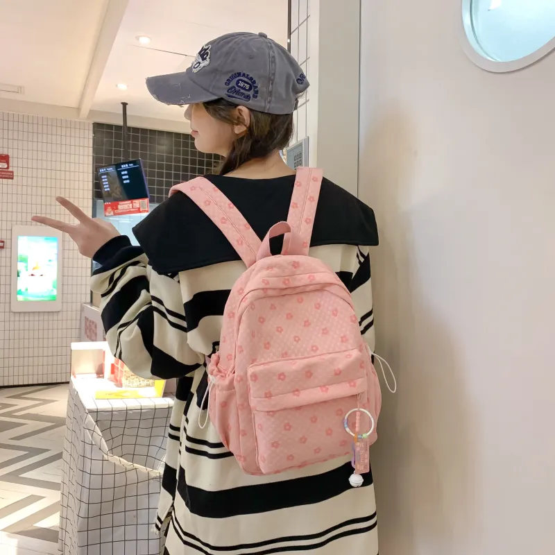 URBAN FOREST Nylon Backpack Unisex Pink/Black/Green/Blue/White-4