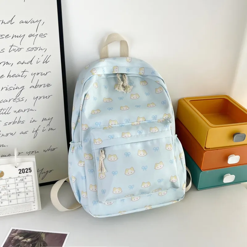 URBAN FOREST Nylon Backpack Unisex White/Pink/Yellow/Blue-20