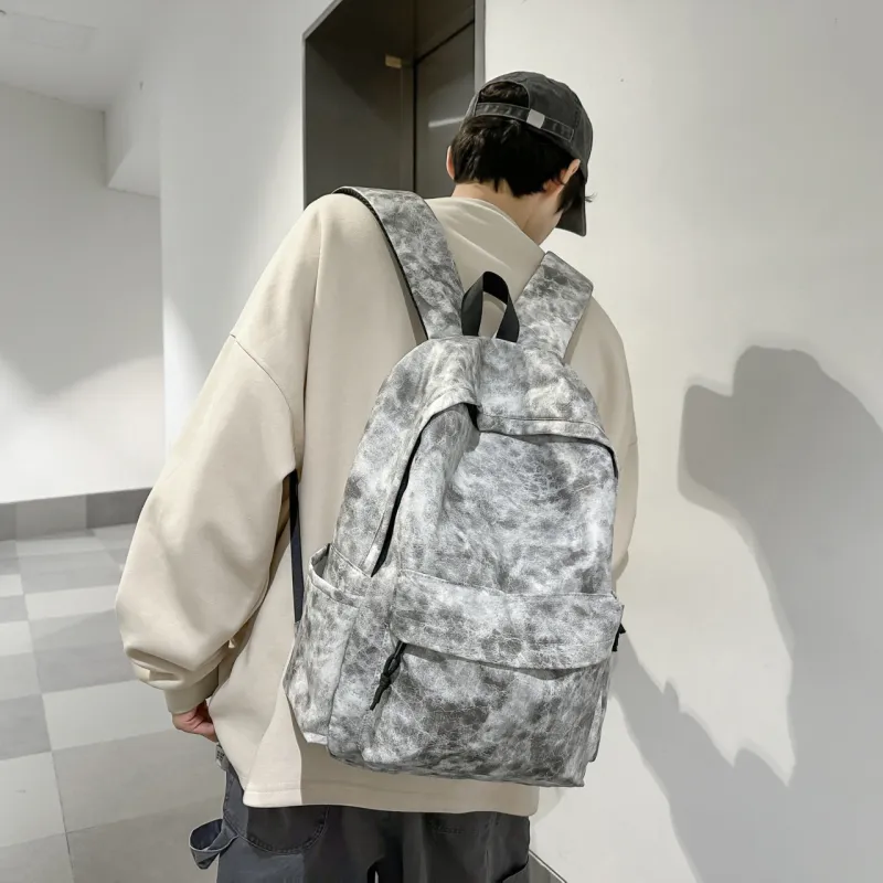 URBAN FOREST PU Backpack Unisex Gray/Blue/Coffee-1