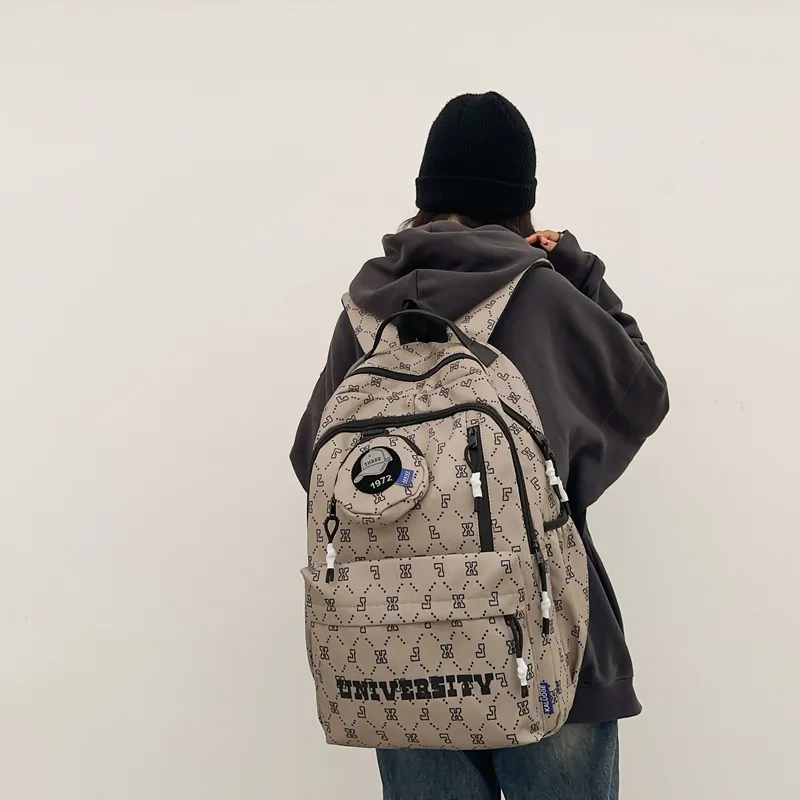 URBAN FOREST Nylon Backpack Unisex White/Gray/Black/Blue/Coffee-22