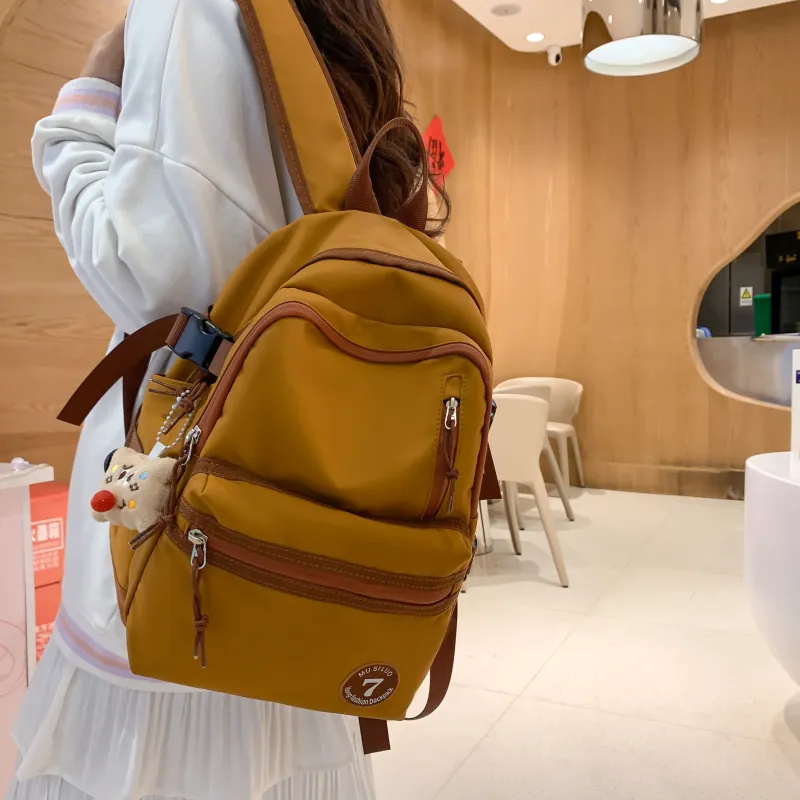 URBAN FOREST Nylon Backpack Unisex White/Black/Red/Pink/Brown-18