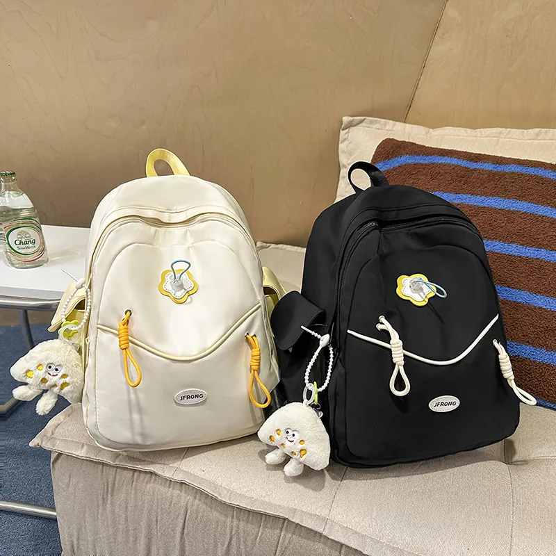 URBAN FOREST Nylon Backpack Unisex White/Black/Light Yellow/Sky Blue/Pink-8