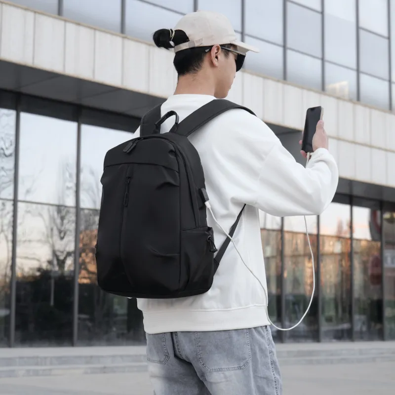 URBAN FOREST Nylon Backpack Unisex Dark Gray, Black-9