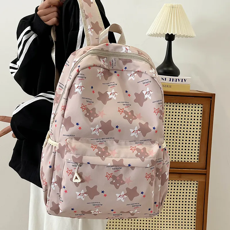 URBAN FOREST Nylon Backpack Unisex Purple/Khaki/Blue/Pink-9