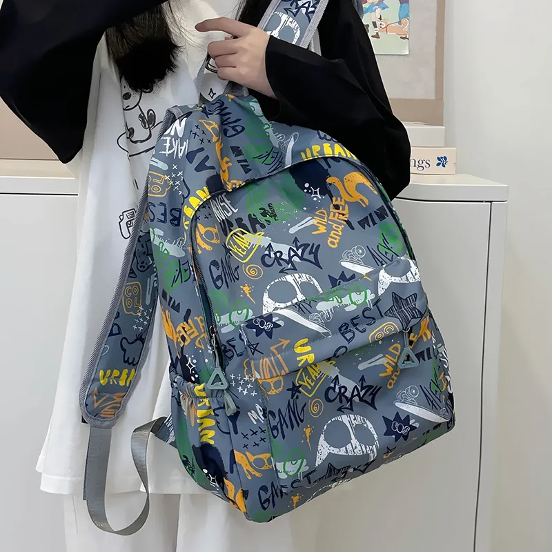 URBAN FOREST Polyester Backpack Regular Unisex White/Gray/Black/Blue-9