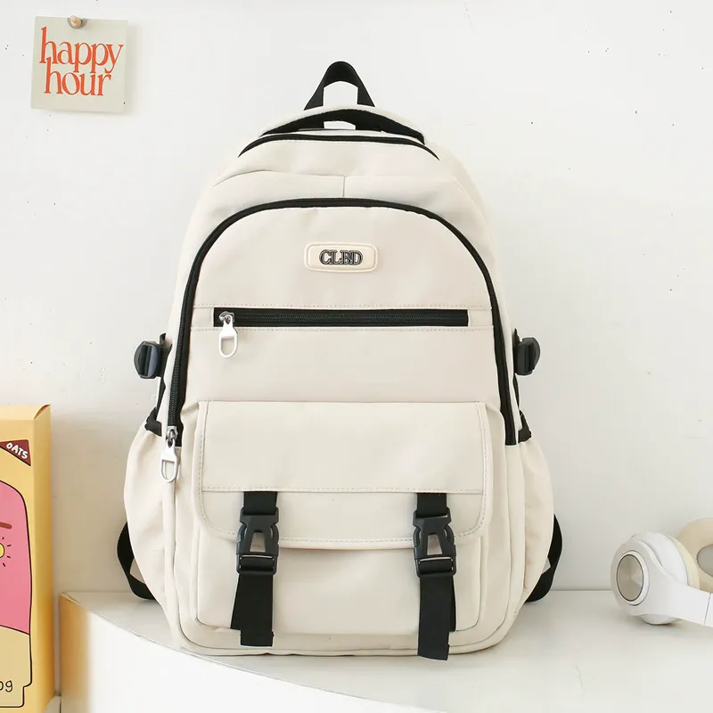 URBAN FOREST Nylon Backpack Unisex White/Black/Blue/Pink-2