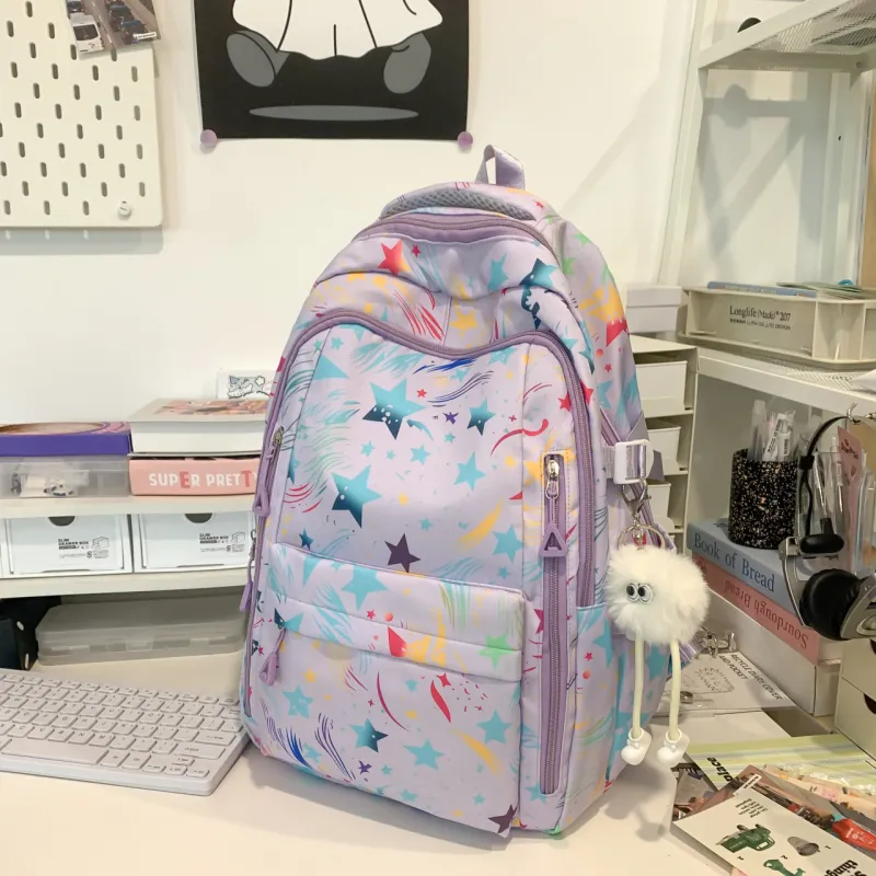 URBAN FOREST Nylon Backpack Women's Black/White/Purple/Pink-8