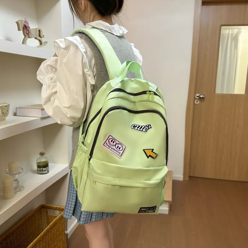 URBAN FOREST Nylon Backpack Unisex White/Black/Yellow/Green-21