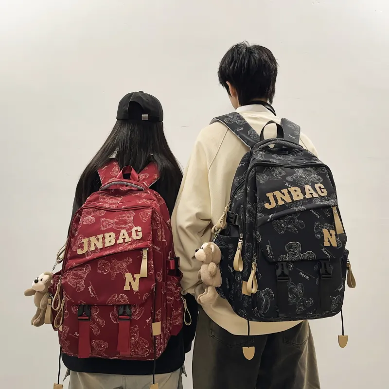 URBAN FOREST Nylon Backpack Regular Unisex White/Black/Burgundy/Green-8