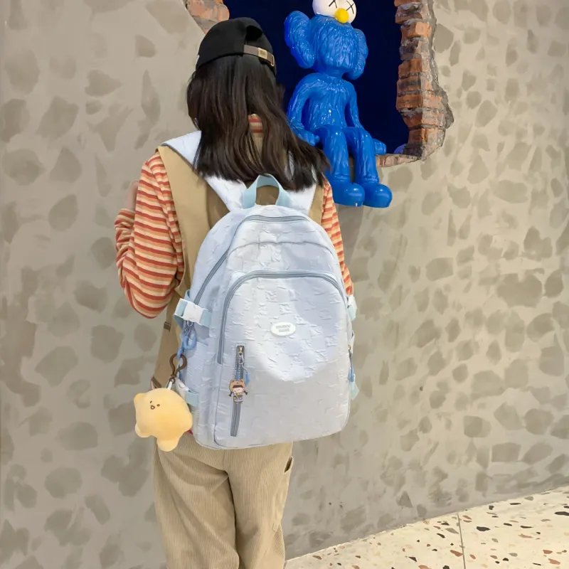 URBAN FOREST Nylon Backpack Unisex Blue/Pink/Black/Khaki/White-4