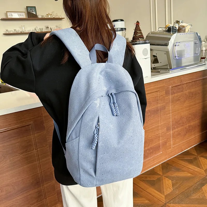 URBAN FOREST Corduroy Backpack Unisex Blue/Pink/Red/White/Black-3