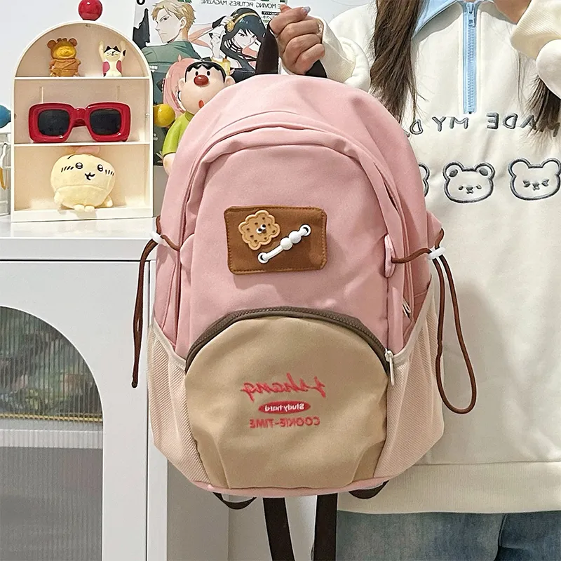 URBAN FOREST Nylon Backpack Large Size Unisex Blue/Pink/Black/White-9