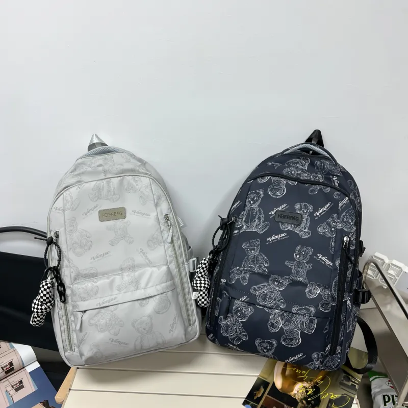 URBAN FOREST Composite Cloth Backpack Unisex White/Gray/Black/Green-11