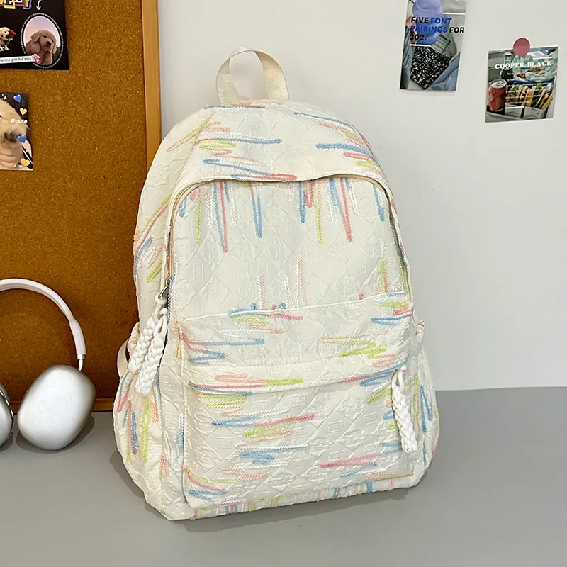 URBAN FOREST Nylon Backpack Regular Unisex Ecru/Black/Violet/Pink-2