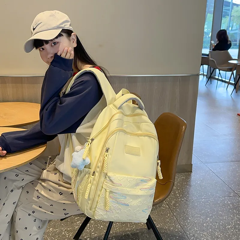 URBAN FOREST Nylon Backpack Unisex White/Black/Red/Yellow/Pink-18