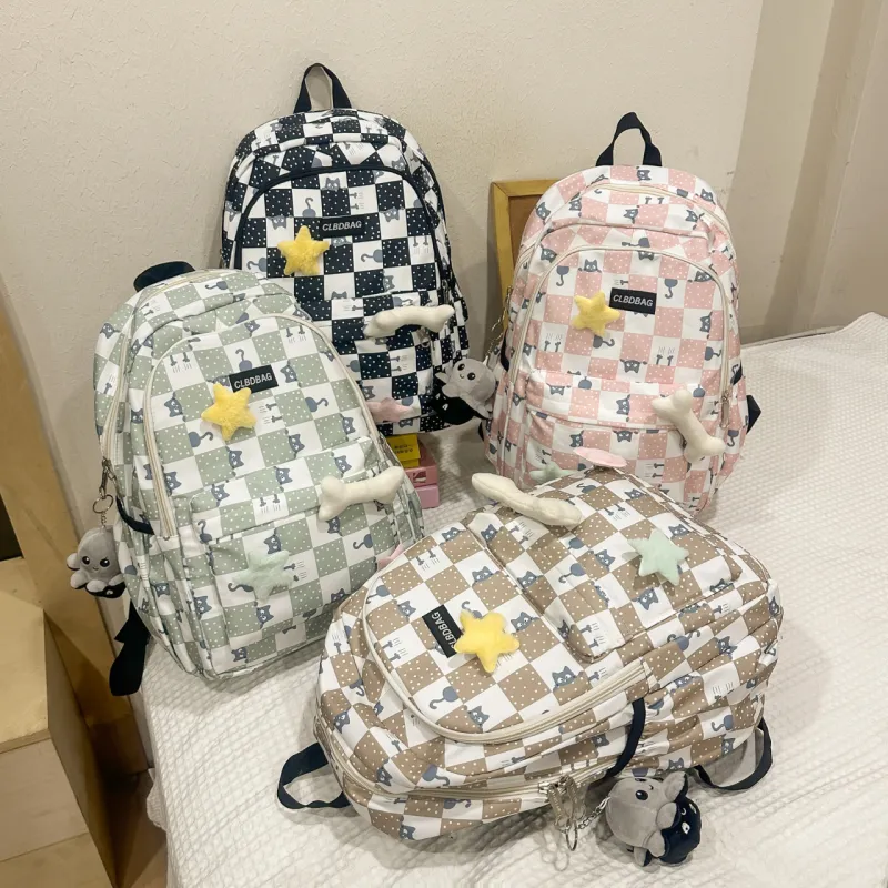 URBAN FOREST Nylon Backpack Women's Black/Pink/Khaki/Green-21
