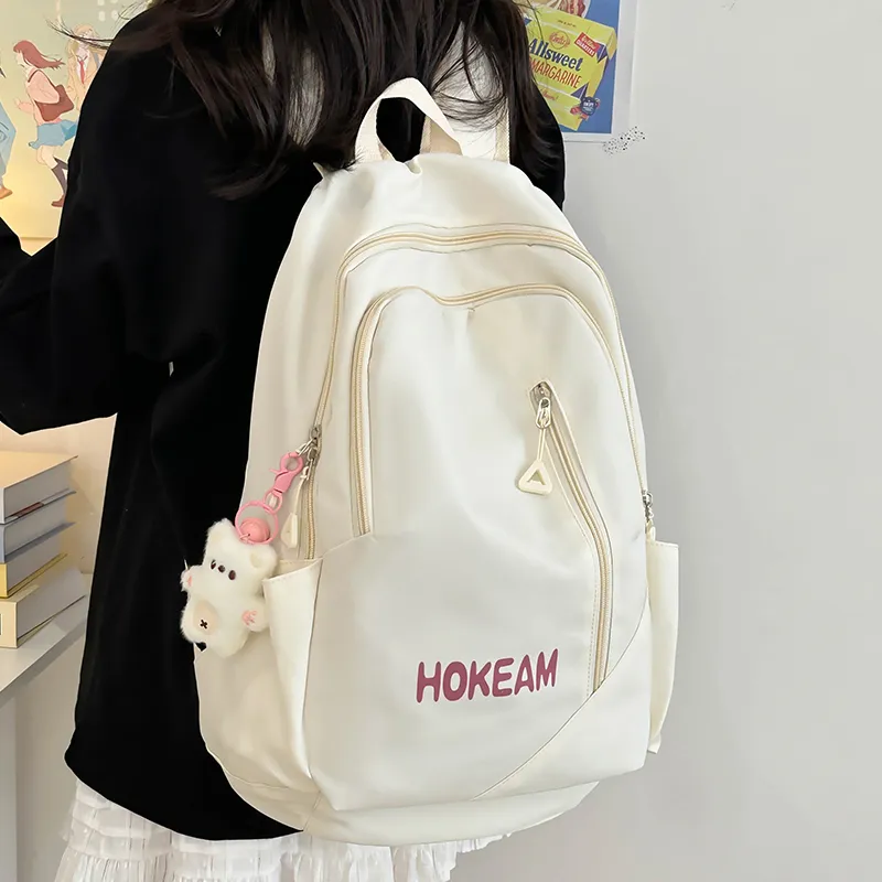URBAN FOREST Nylon Backpack Unisex Light Green/Pink/Yellow/Black/White-24