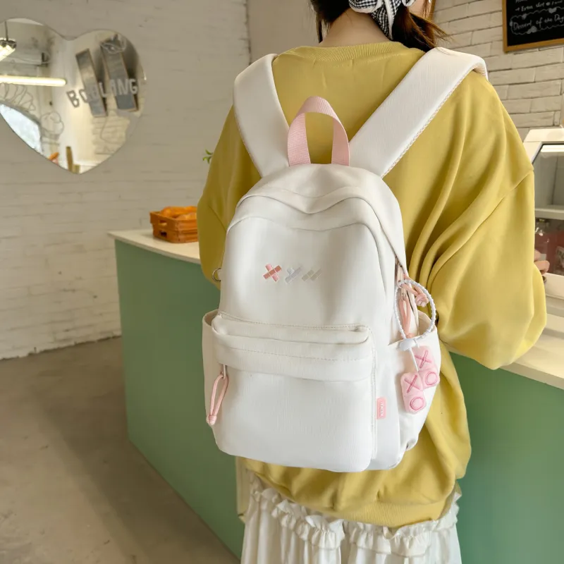 URBAN FOREST Nylon Backpack Unisex Red/White/Black/Blue/Yellow/Pink-8