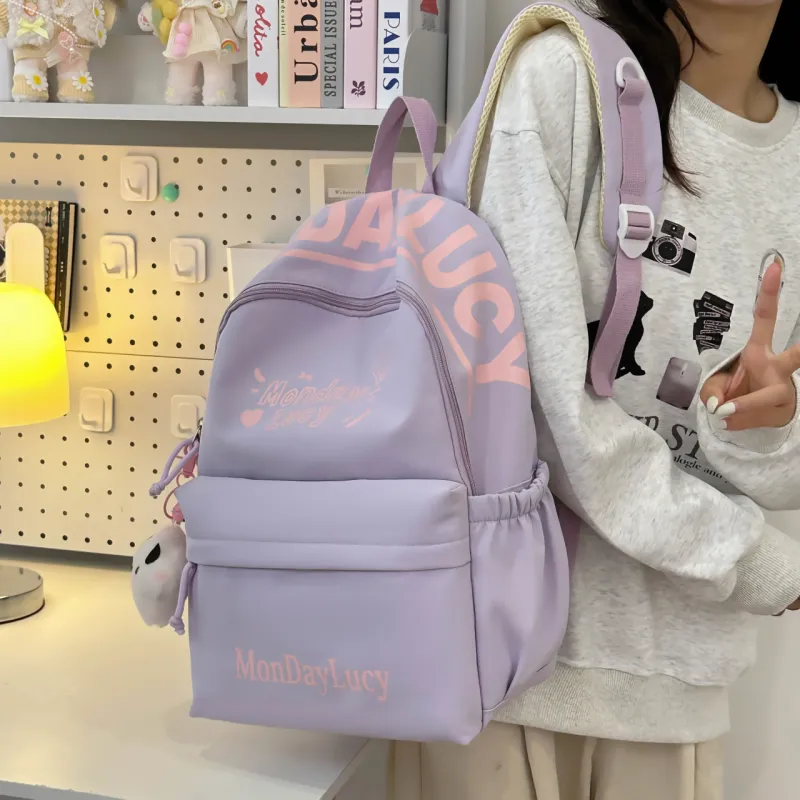 URBAN FOREST Nylon Backpack Women's Purple/Pink/Blue/Black/White-2