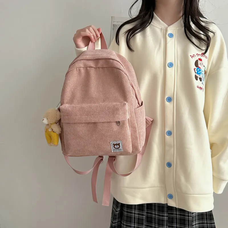 URBAN FOREST Corduroy Backpack Unisex Multicolor-2