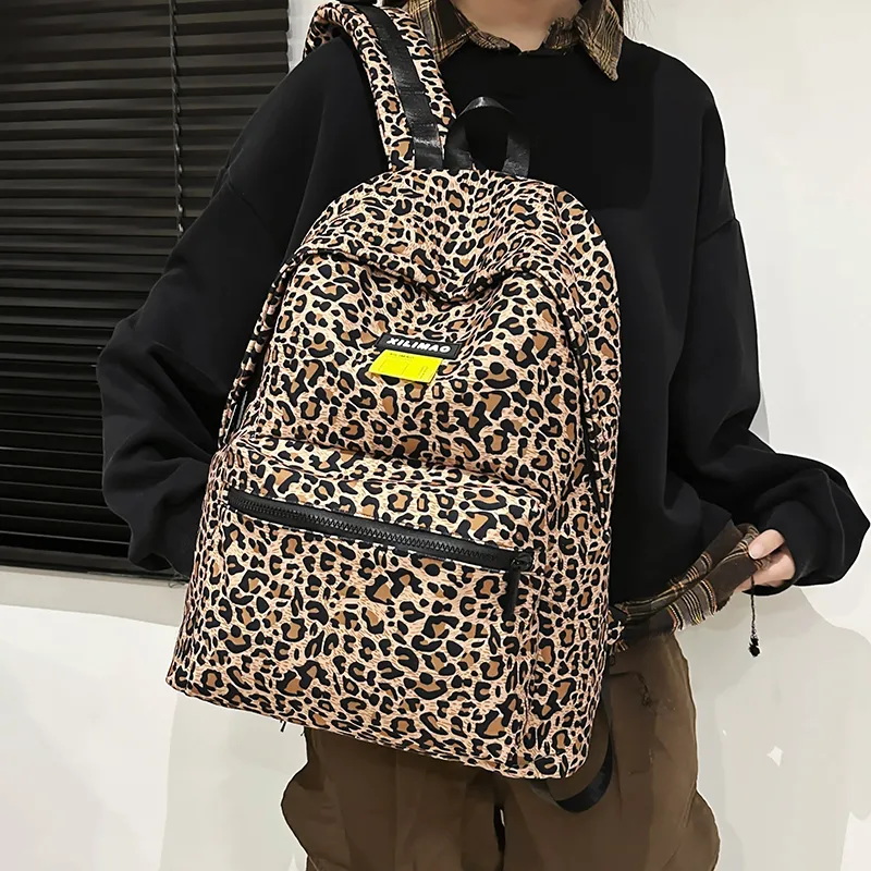 URBAN FOREST Nylon Backpack Unisex Light Brown/White-4
