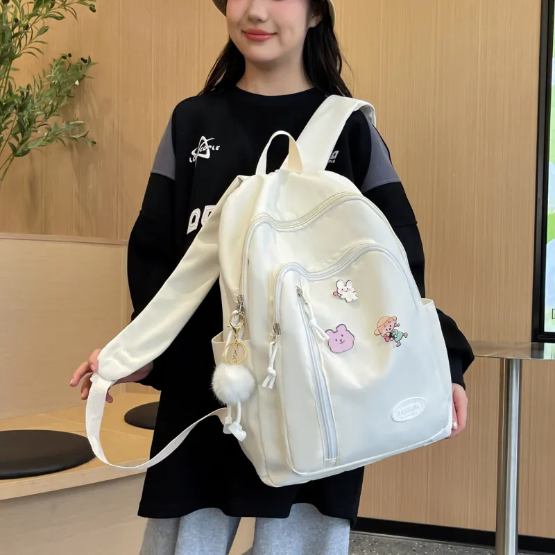 URBAN FOREST Nylon Backpack Unisex Light Yellow/Light Green/Ivory/Black-15