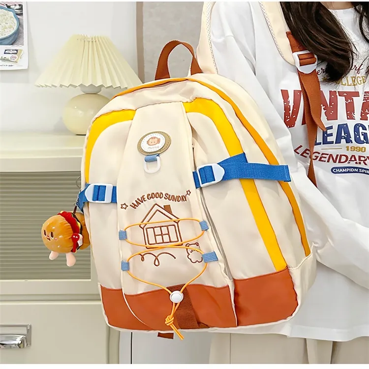 URBAN FOREST Nylon Backpack Regular Unisex White & Pink Blue/White & Yellow Blue/White & Yellow Green Black-9