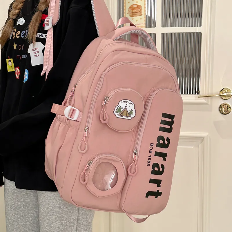 URBAN FOREST Nylon Backpack Regular Unisex Ecru/Light Gray/Black/Yellow/Pink-18