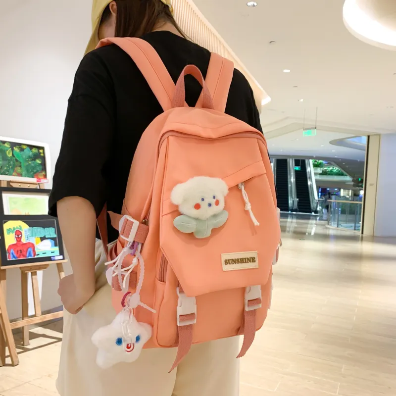 URBAN FOREST Nylon Backpack Unisex Green/Blue/Orange/Black/White-10