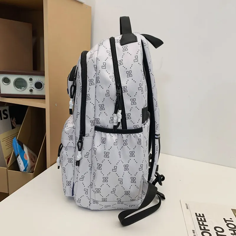 URBAN FOREST Nylon Backpack Unisex White/Gray/Black/Blue/Coffee-5