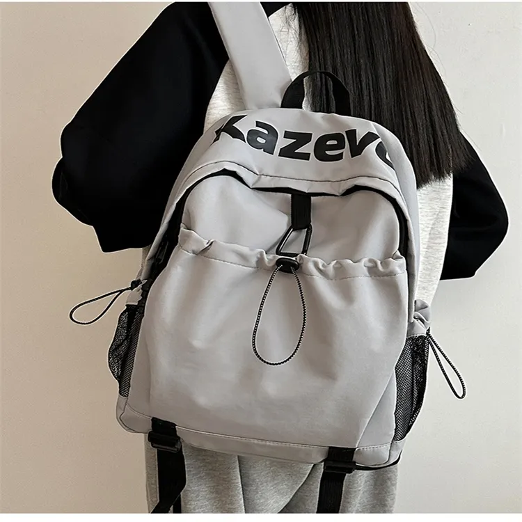 URBAN FOREST Nylon Backpack Unisex Gray/Black/Orange/Pink-4