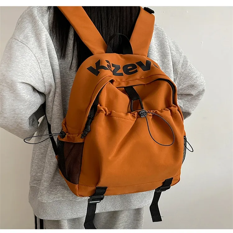 URBAN FOREST Nylon Backpack Unisex Gray/Black/Orange/Pink-13