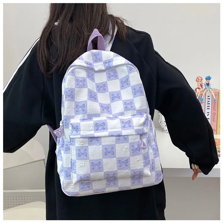 URBAN FOREST Nylon Backpack Unisex Black/Purple/Green/Blue-7