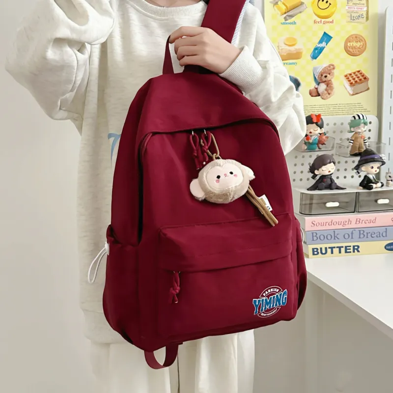URBAN FOREST Nylon Backpack Unisex Pink/Light Blue/Burgundy/Black/White-16
