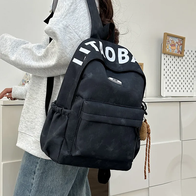 URBAN FOREST Nylon Backpack Unisex White/Black/Burgundy/Green-8