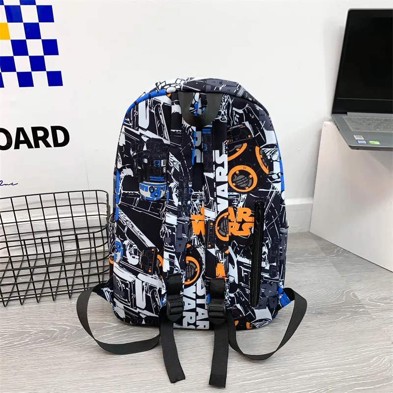 URBAN FOREST Nylon Fabric Backpack Unisex Black/Orange Red/Blue-2