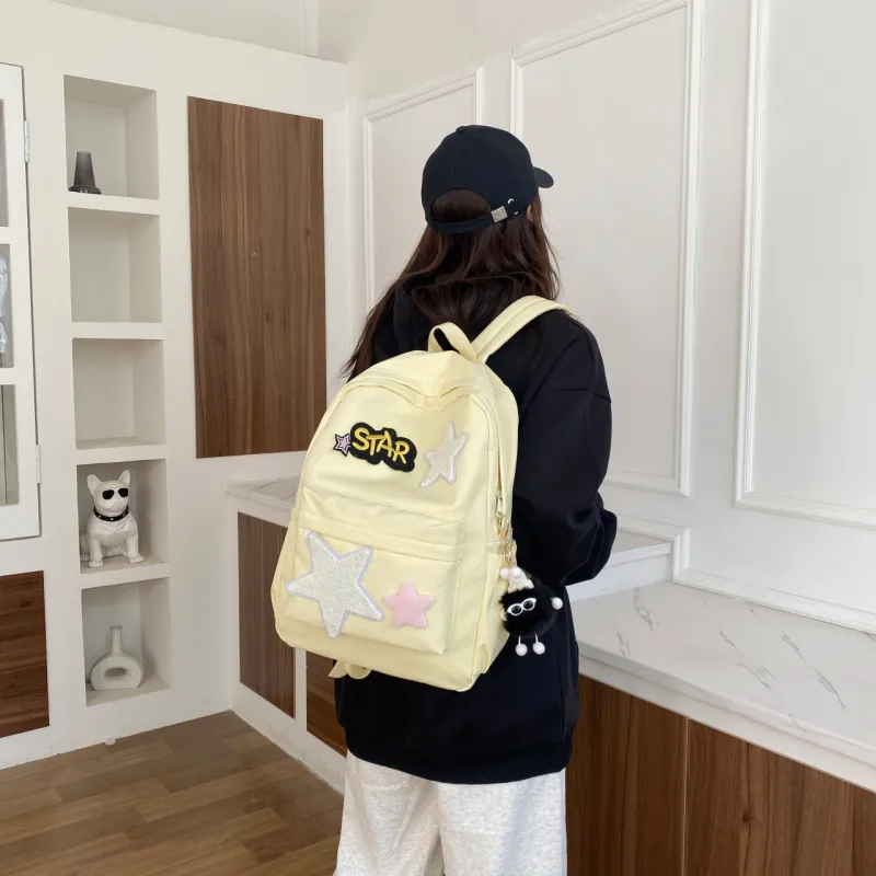 URBAN FOREST Canvas Backpack Unisex Yellow/Green/Pink/Black-5