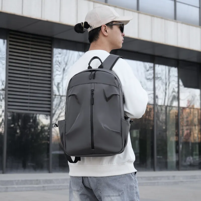 URBAN FOREST Nylon Backpack Unisex Dark Gray, Black-1