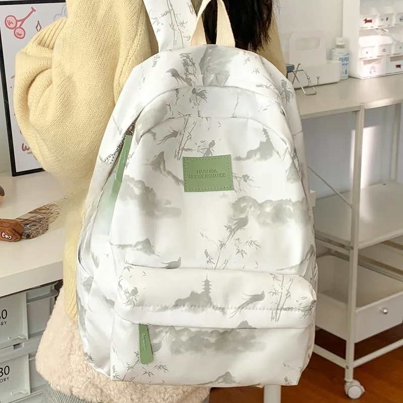 URBAN FOREST Composite Cloth Backpack Unisex Red/Gray Green/Pink-16