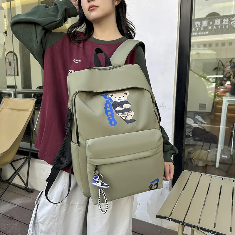 URBAN FOREST Nylon Backpack Unisex Army Green/Dark Blue/Gray/Yellow/Black-4
