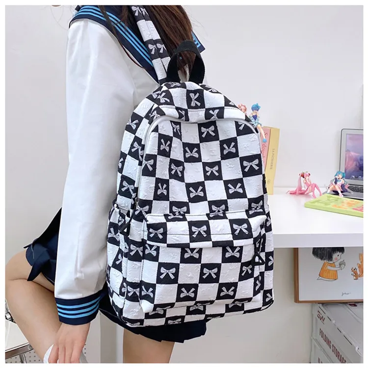 URBAN FOREST Nylon Backpack Unisex Black/Purple/Green/Blue-3