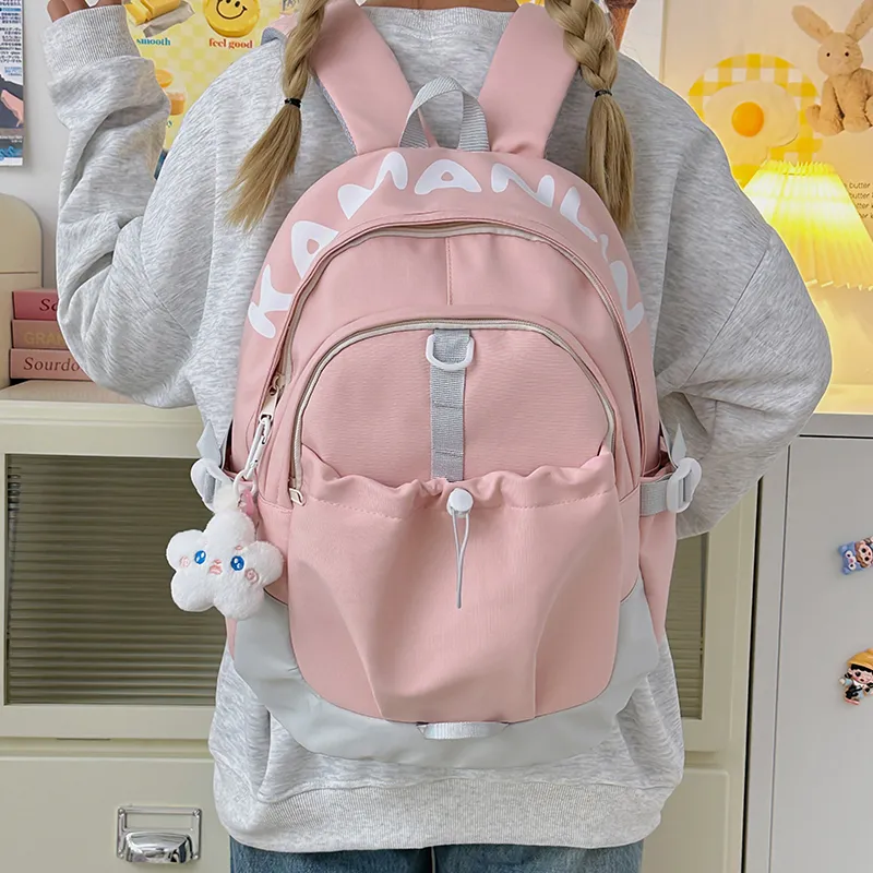 URBAN FOREST Nylon Backpack Unisex Yellow/Blue/Pink/Black/White-21