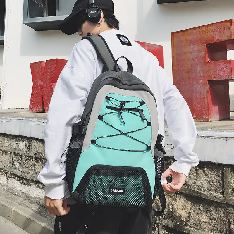URBAN FOREST Nylon Backpack Unisex Light Green/Violet/Black/Ecru-5