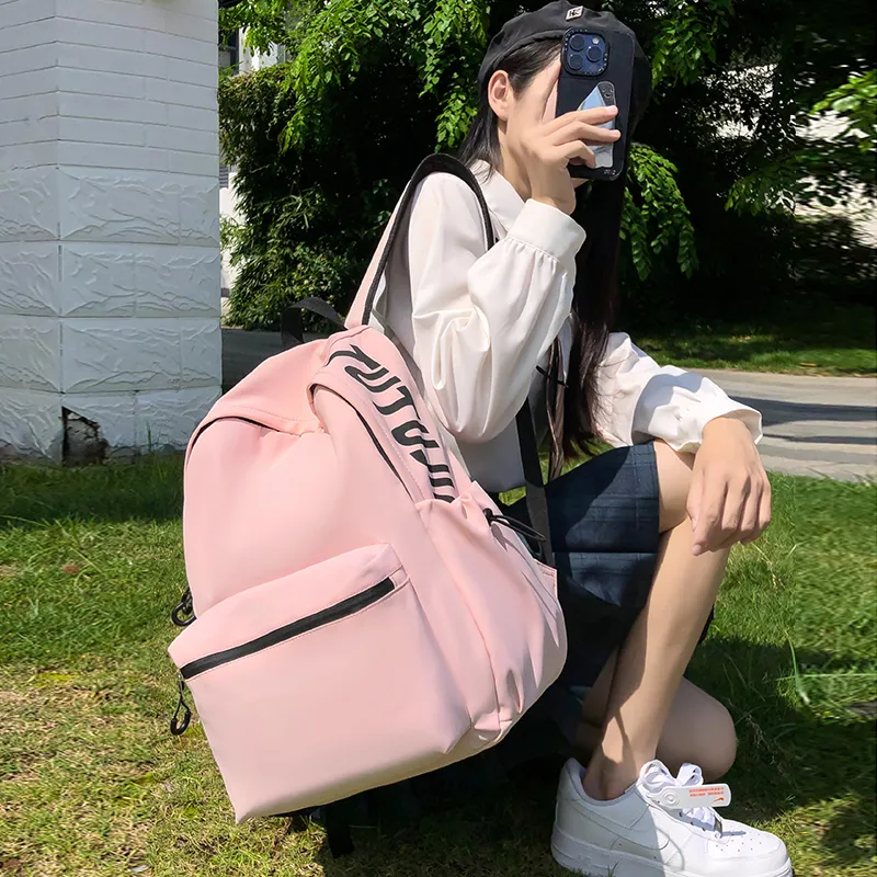 URBAN FOREST Nylon Backpack Unisex White/Black/Blue/Pink-23