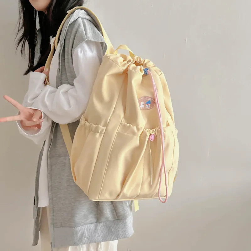 URBAN FOREST Nylon Backpack Unisex Ecru/Black/Yellow/Light Green/Pink-9