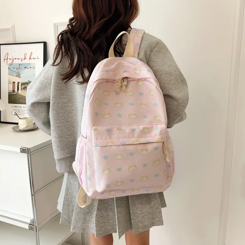 URBAN FOREST Nylon Backpack Unisex White/Pink/Yellow/Blue-10