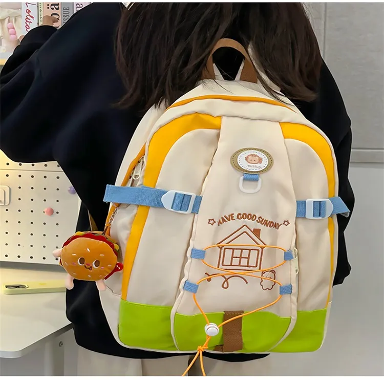URBAN FOREST Nylon Backpack Regular Unisex White & Pink Blue/White & Yellow Blue/White & Yellow Green Black-13